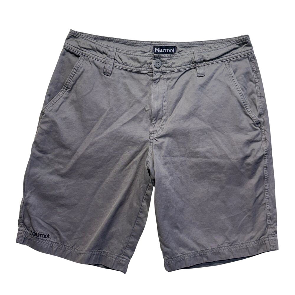 Marmot Chino Shorts Mens 34 Gray Hiking Outdoor Athletic Trail Stretch Casual